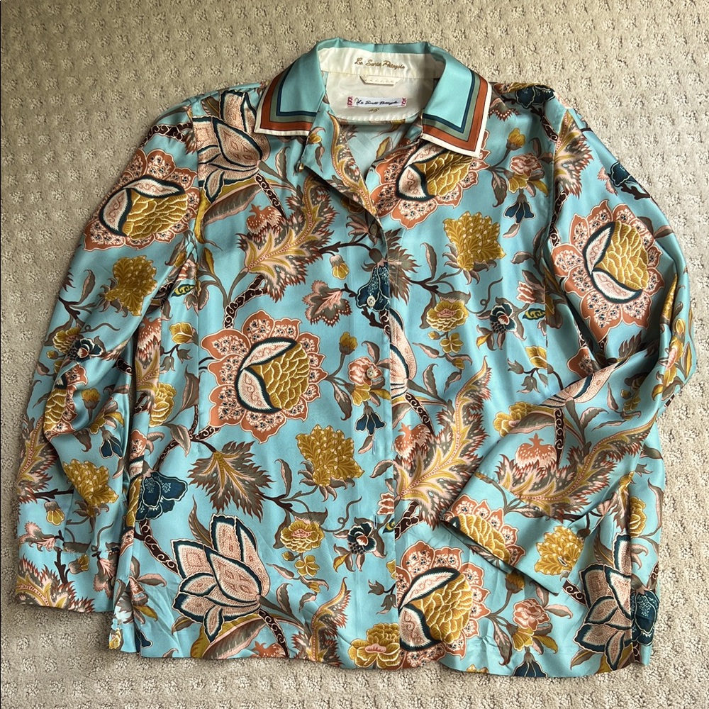 Le Sarte Pettegole blue blouse.  Size 6. Made in Italy. Perfect condition.